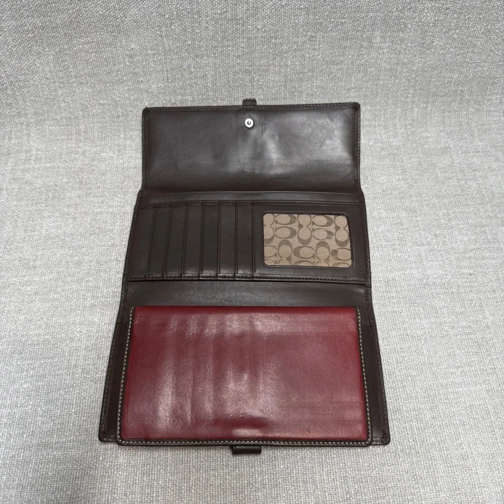 Coach Vintage Red Soho Leather Buckle Envelope Wallet Checkbook Burgundy Oxblood - Picture 2 of 8